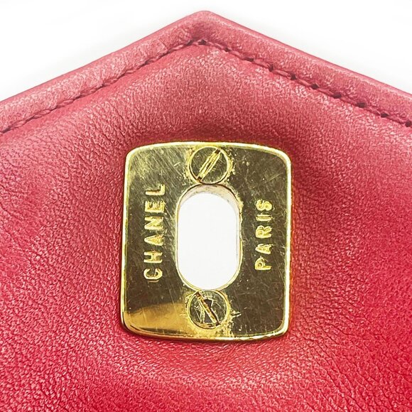 Authentic CHANEL CC 24K Vintage Jumbo Envelope Flap Bag Lambskin Timeless Red - Picture 15 of 16